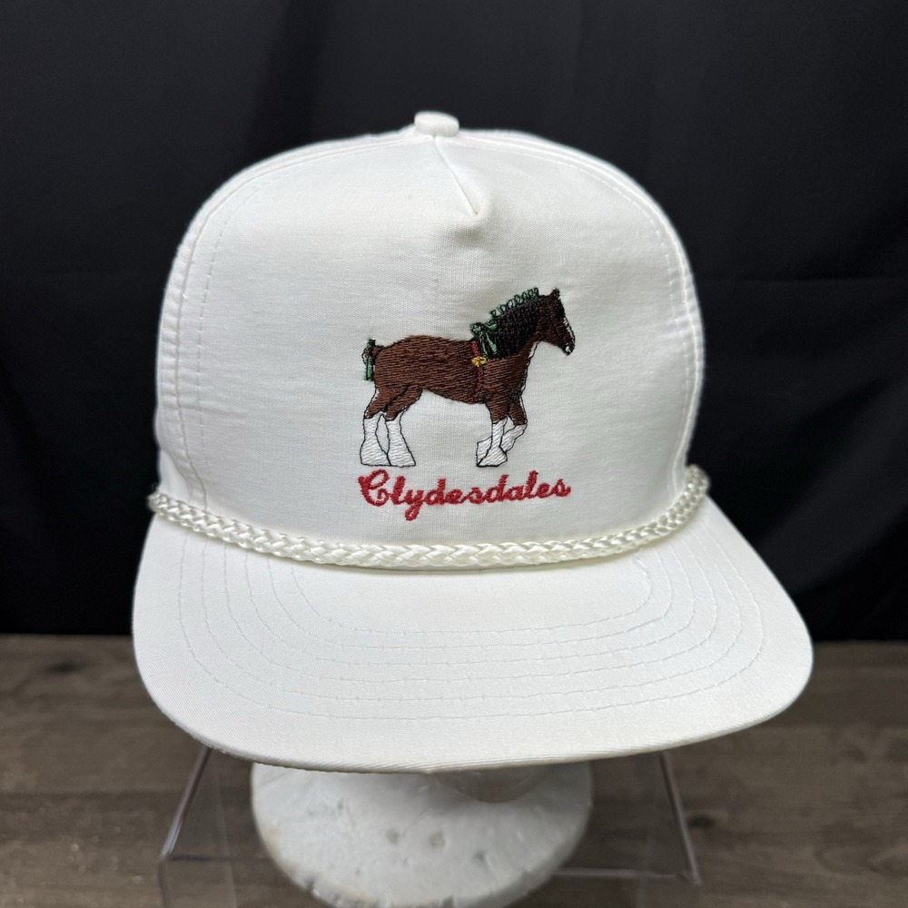 Designer Award Headwear Clydesdale White Snapback Hat Cap Embroidered Horse